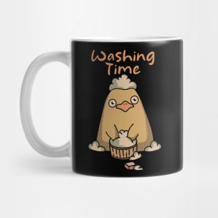 Yellow Chick-Washing Time (orange) Mug